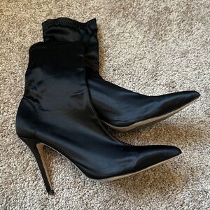 Tony Bianco Black Satin Heeled Boots